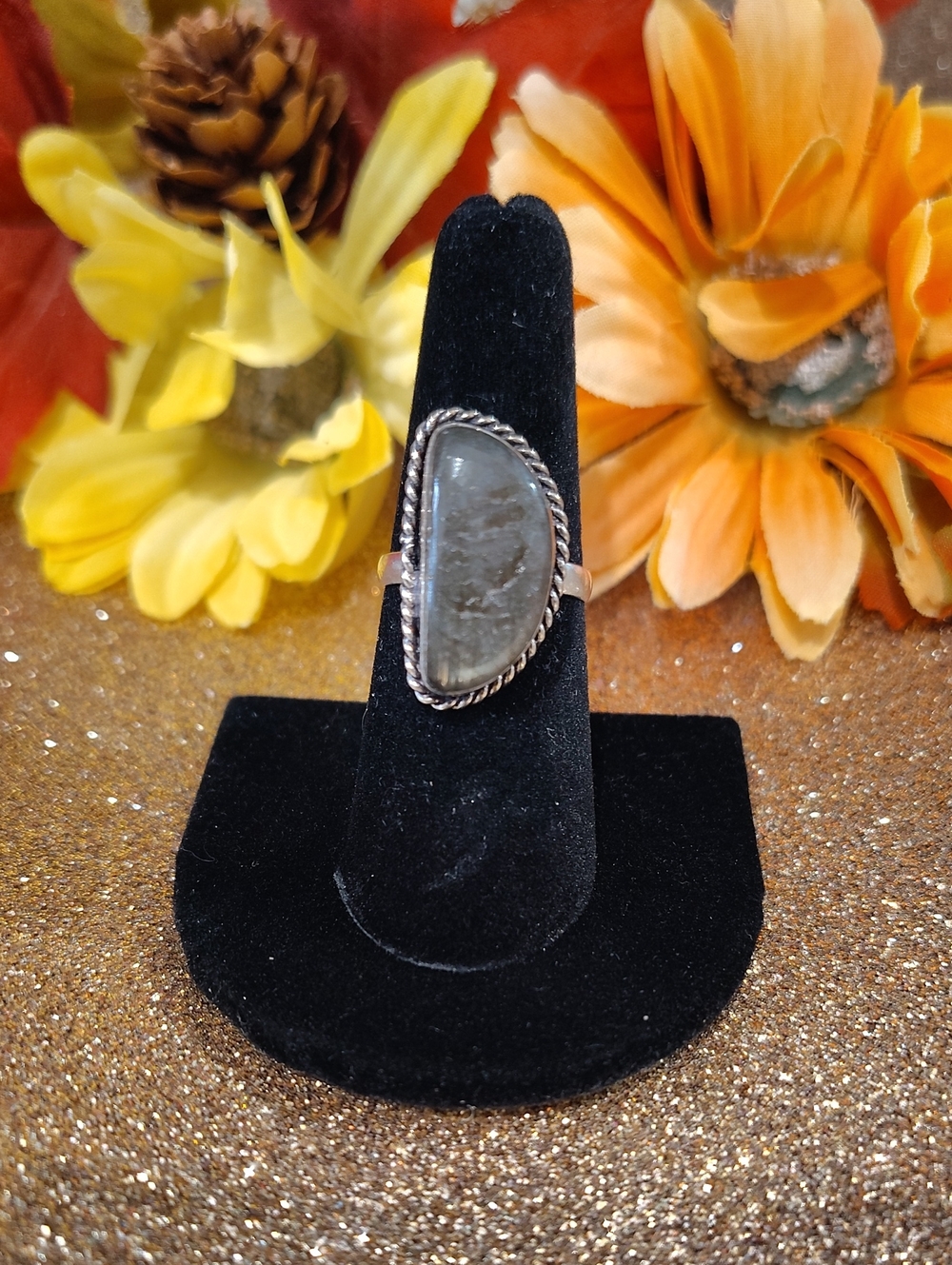 Laboradorite 925 Silver Gemstone Ring - 7 1/4